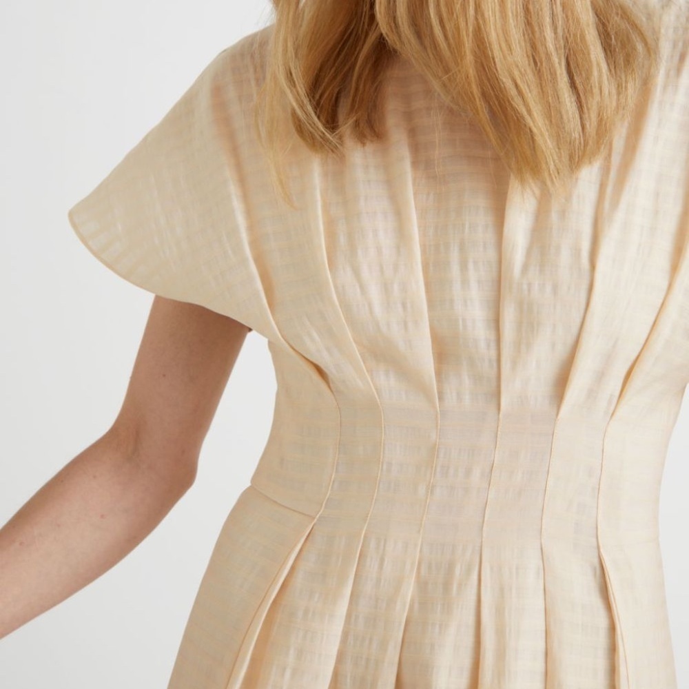 & Other Stories Linen Midi Dress Size 34 beige